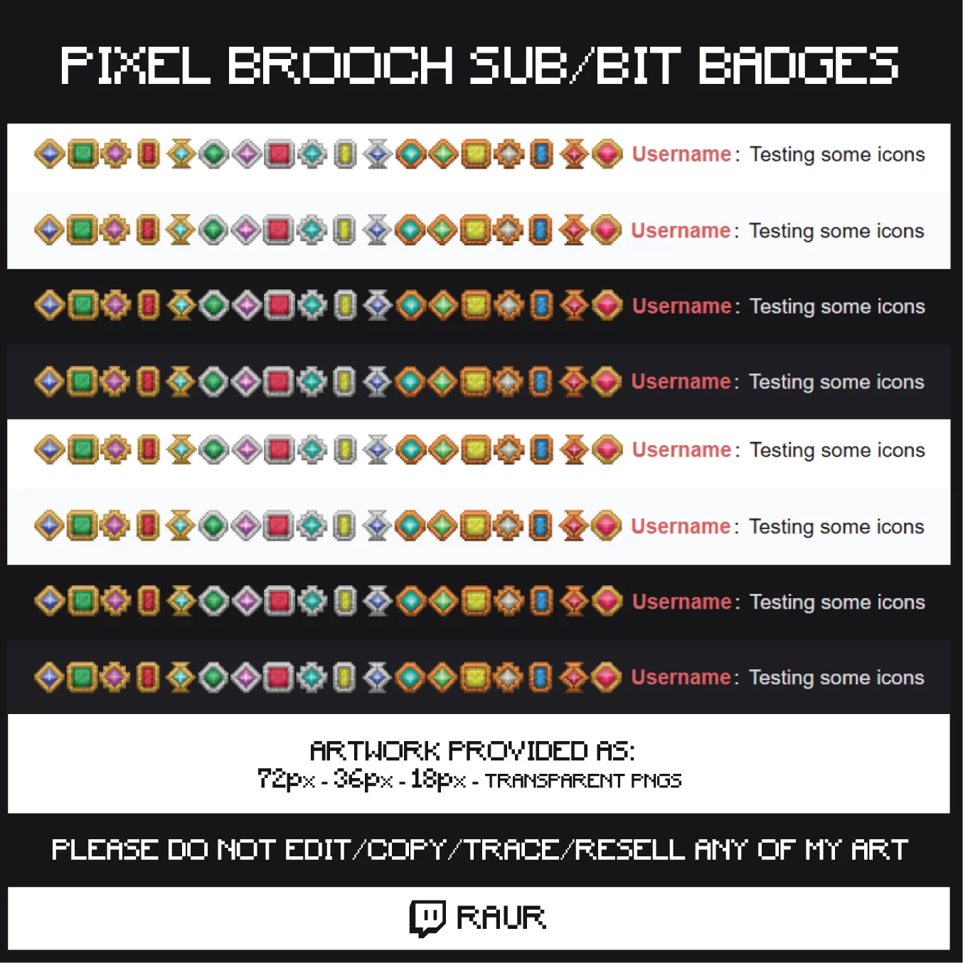 Twitch Pixel Brooches - Sub/Bit Badges product image (2)