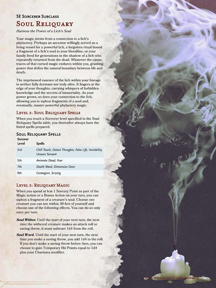Soul Reliquary | 5.5E Sorcerer Subclass product image (2)