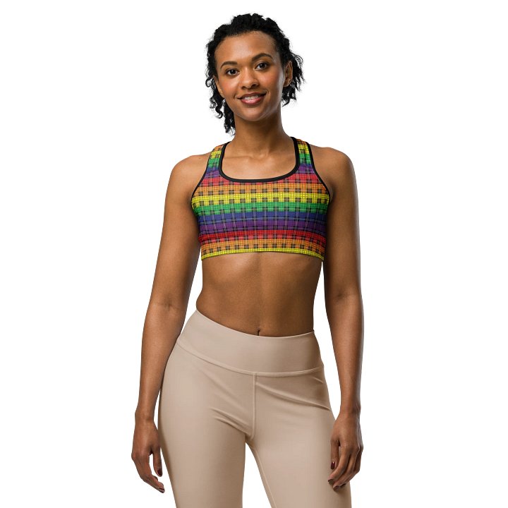 Rainbow Pride Plaid Sports Bra product image (1)