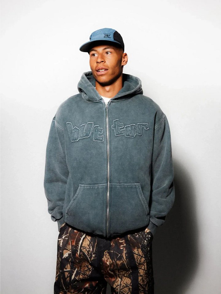 Mineral Wash Zip-Thru Hood, Charcoal product image (1)