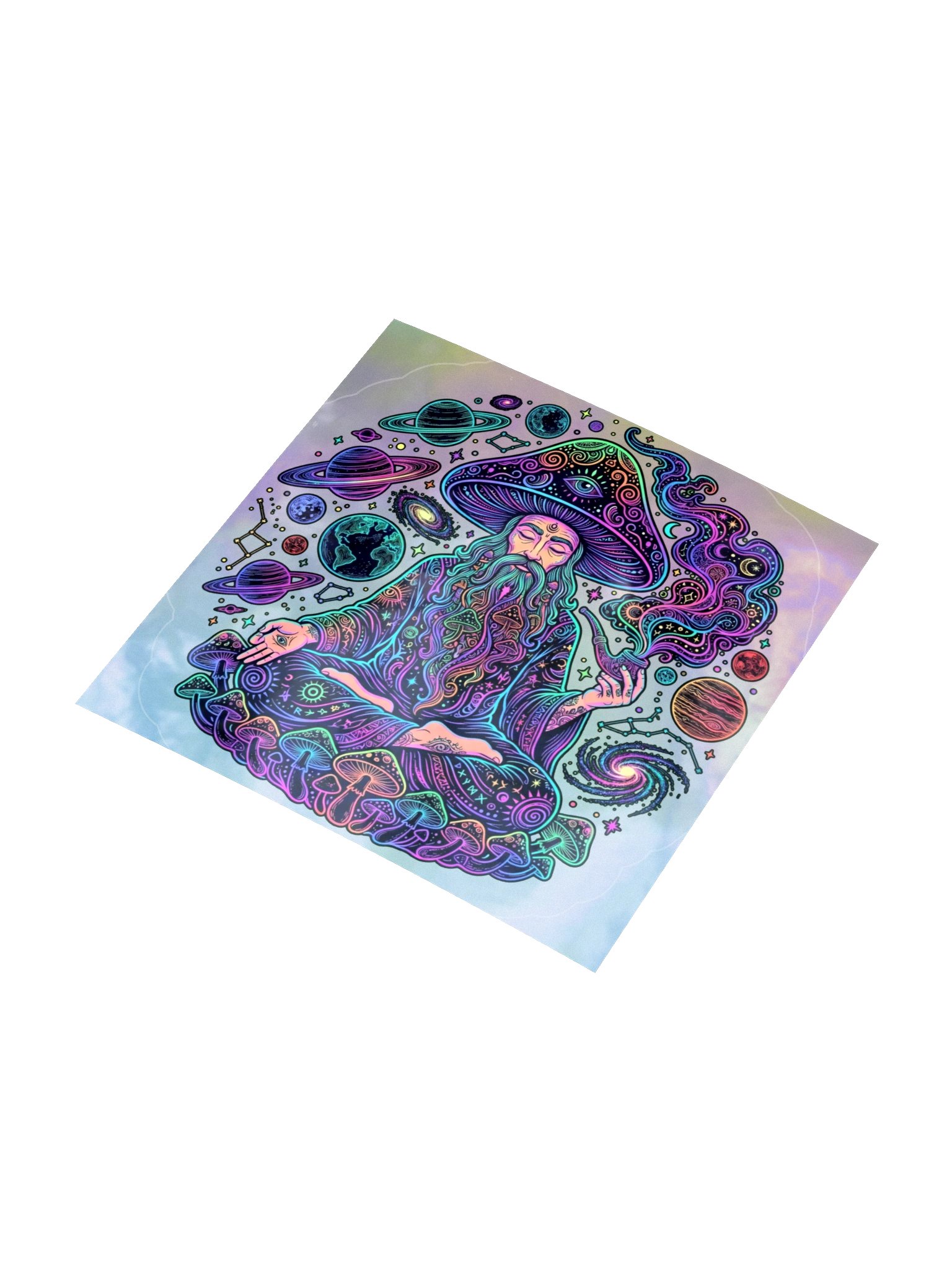 Meditating Mushroom Wizard Sticker product image (3)