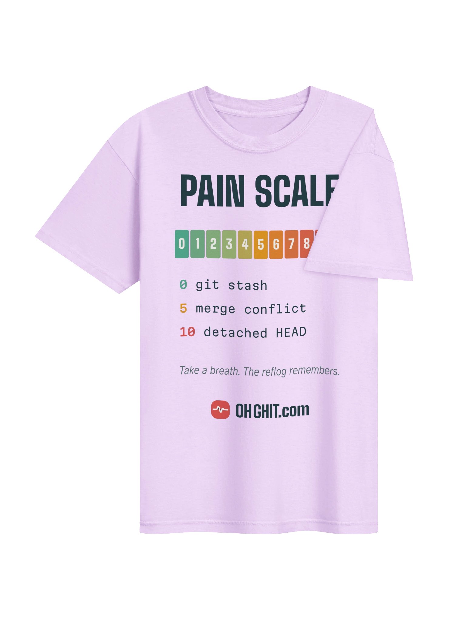 Git Pain Scale Tee – From git stash to Detached HEAD product image (4)