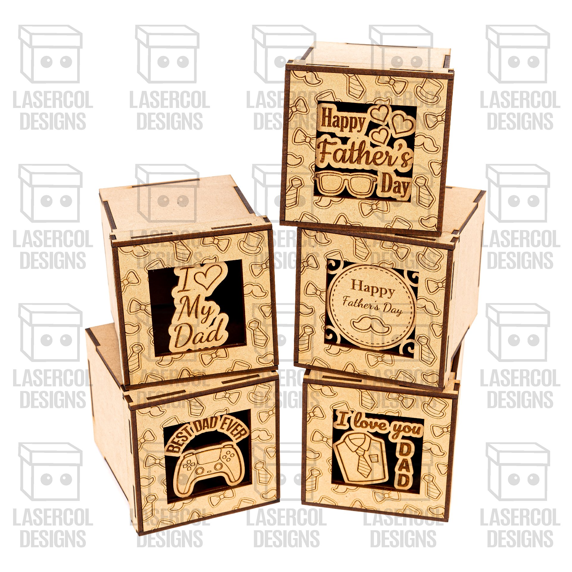 Father's Day Gift Boxes Set 2 (3 Sizes, 5 Styles) - Laser Cut Files product image (4)