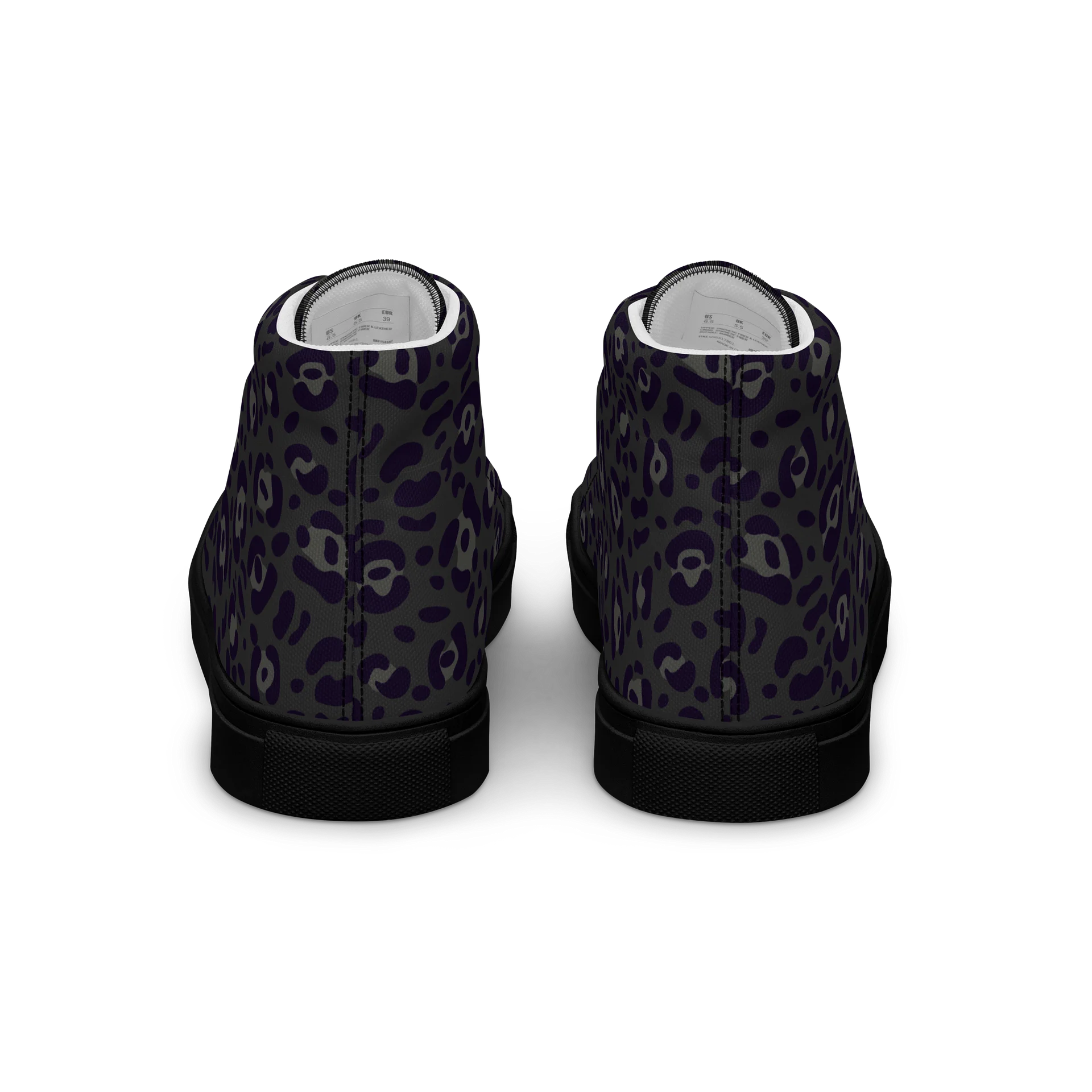 Comfortable Men's High Top Canvas Shoes with Bold Black Leopard Print product image (7)