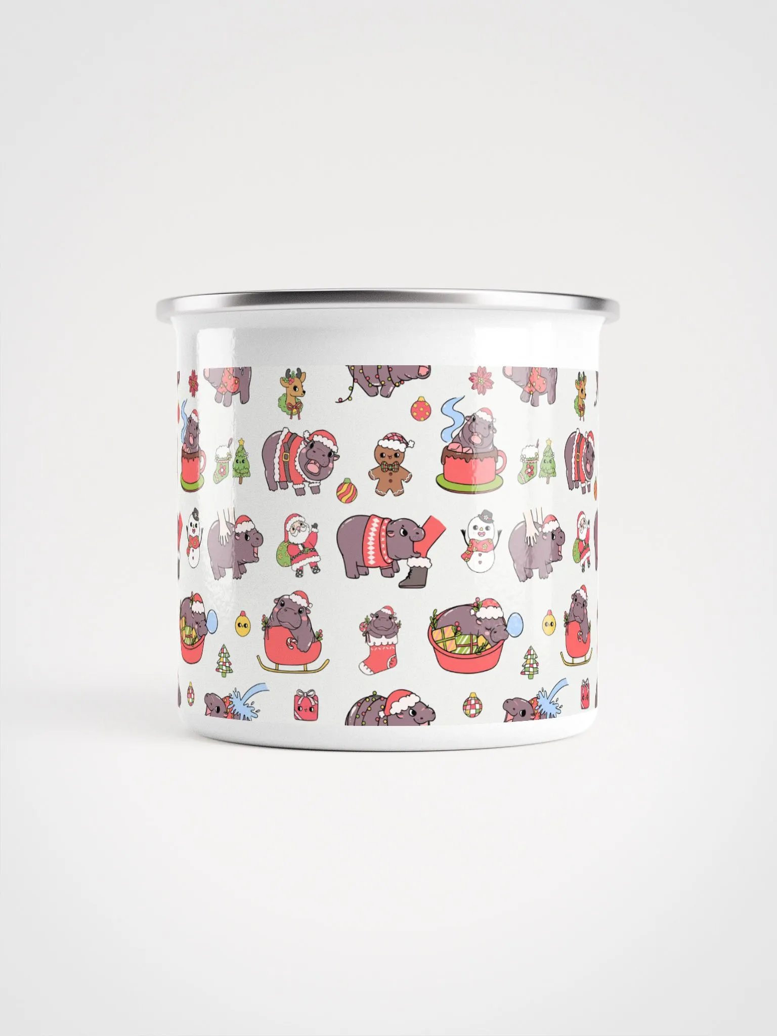 MOODENG'S CHRISTMAS PATTERN ENAMEL MUG product image (2)