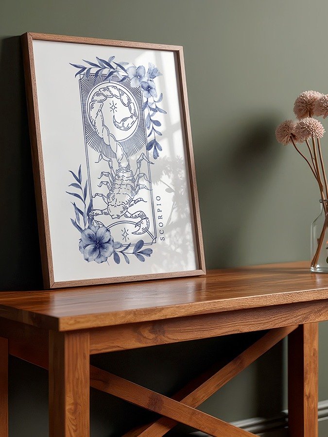 Scorpio Blue Line Art Zodiac Print product image (1)