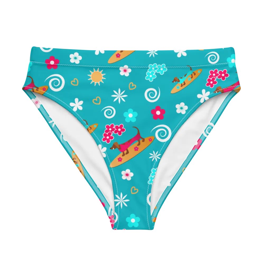 Surfing Dachshund Pattern High Waisted Bikini Bottom product image (6)