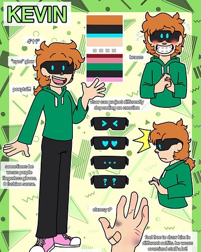 THE LITTLE CREEP GOT A PROPER REF RAAAAAA 
Kevin is a shared oc.

anyways im in the process of maybe reviving my yt channel? ...