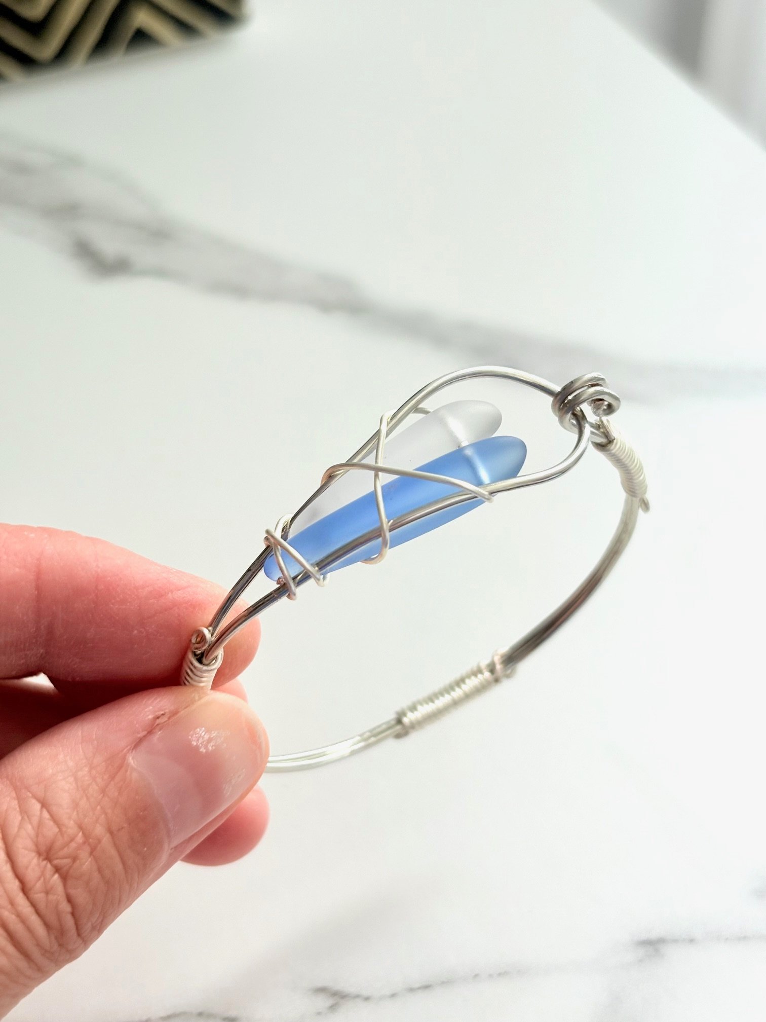 MFD-00185 | Ocean Whispers Wire-Wrapped Sea Glass Bracelet | Handmade 6.5" Coastal Charm by Monique Faella Designs™ product image (3)