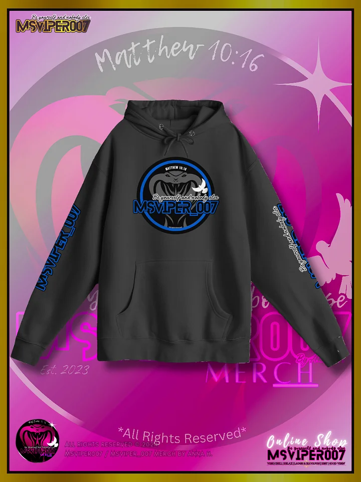 Hoodie - "MsViper_007™ Brand Classic" [blue/blk emblem] - Streetwear/Active Hoodie By Anna H. product image (1)