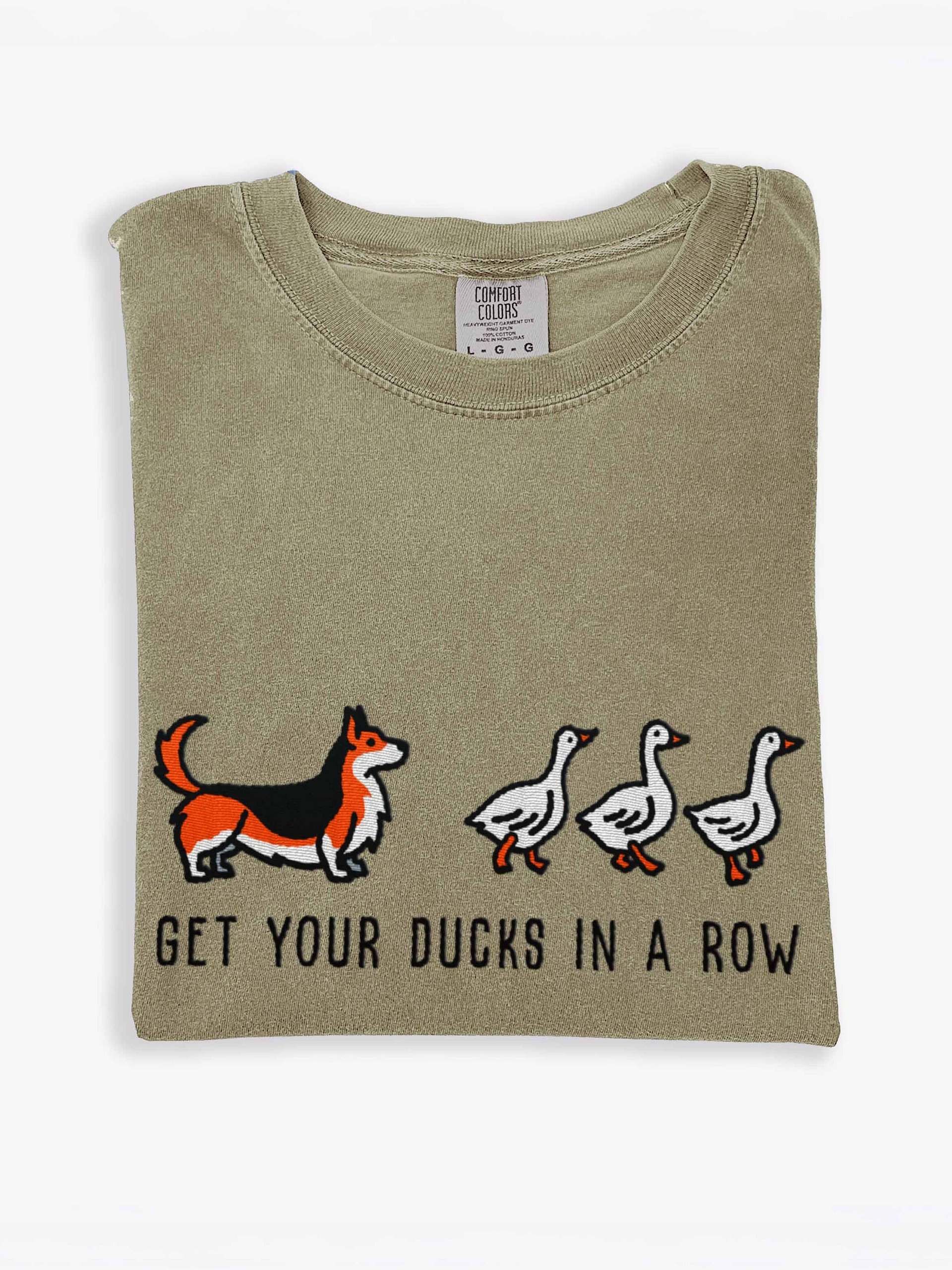 Get Your Ducks in a Row T-Shirt(Embroidered) of a Cardigan Welsh Corgi(Tricolor) product image (2)