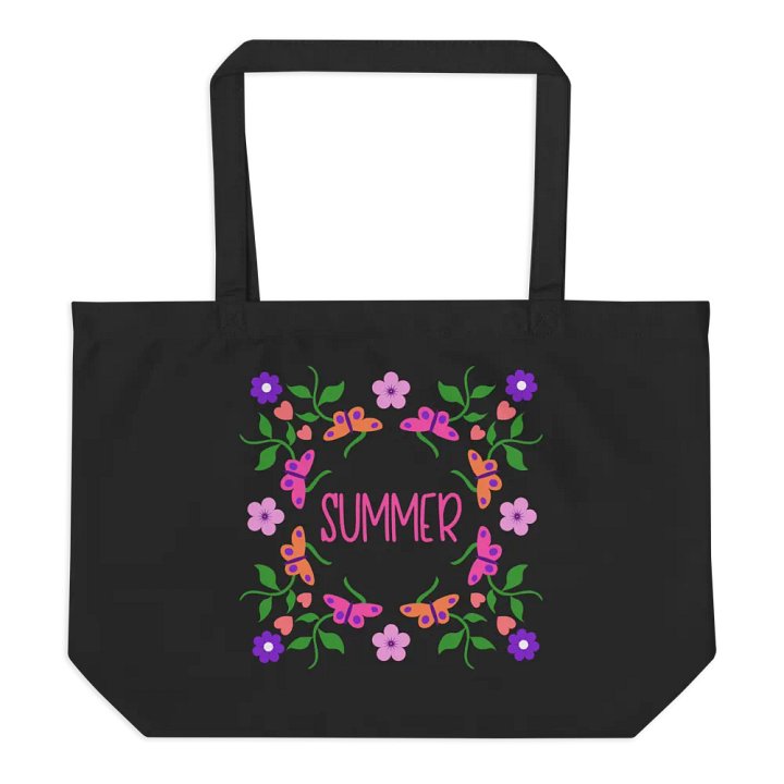 Flowers and Butterflies Summer Eco-Friendly Large Tote Bag product image (1)
