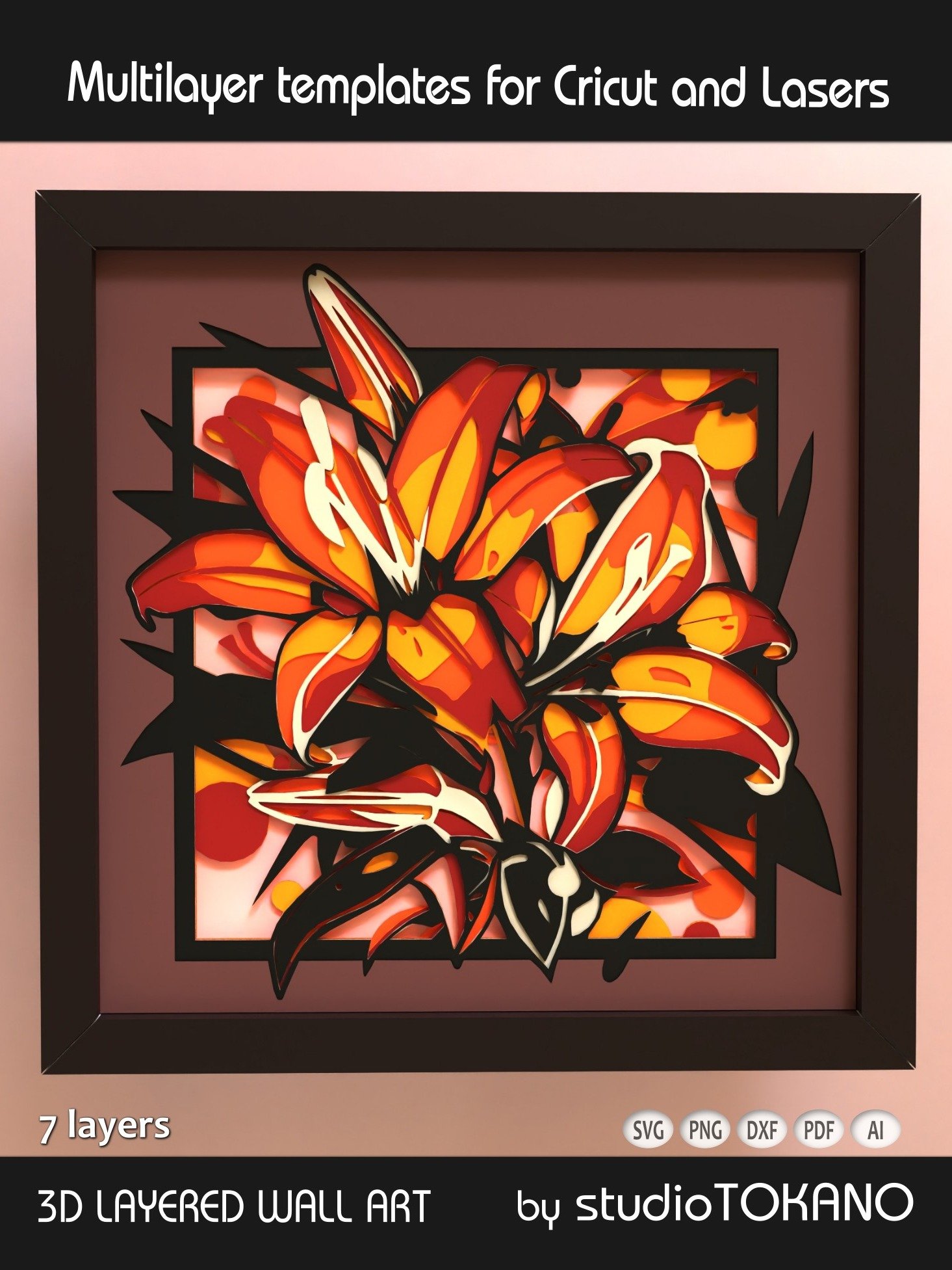 Tiger Lily Shadow box SVG product image (4)