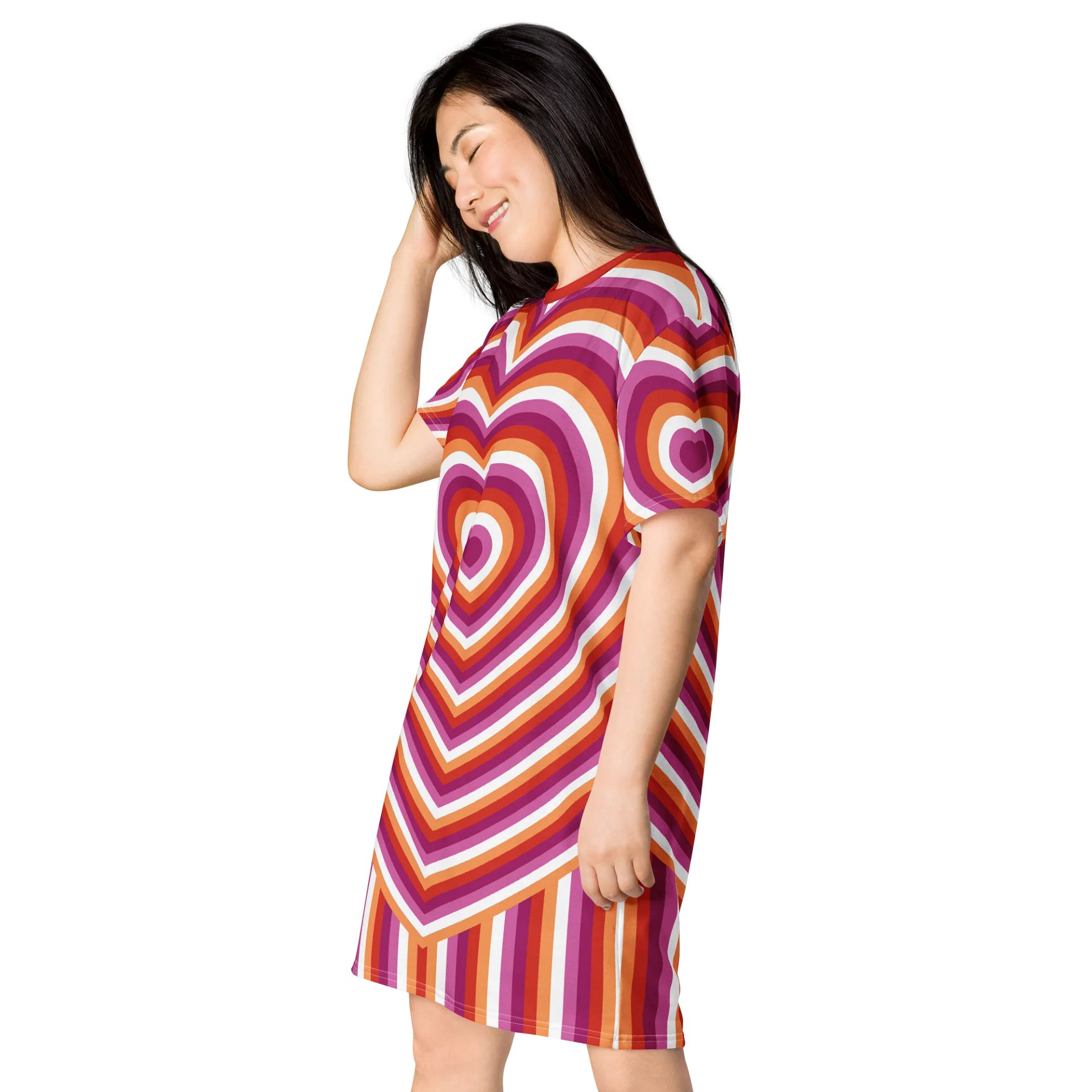 Lesbian Pride Hearts T-shirt Dress product image (3)