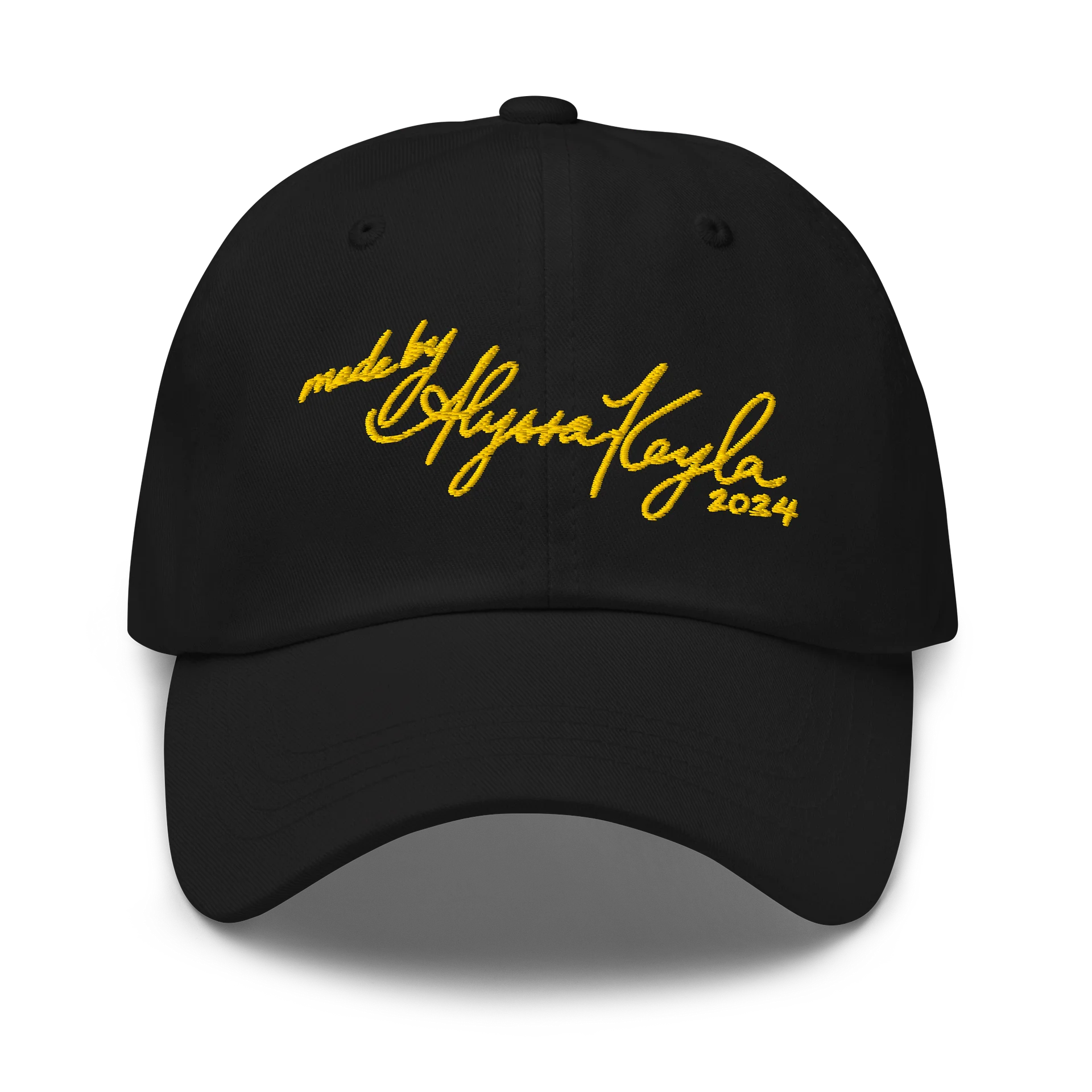 AK’s Made By Alyssa Kayla Brand Logo! — Soft Golden Yellow on Dark Colors - Hat product image (1)