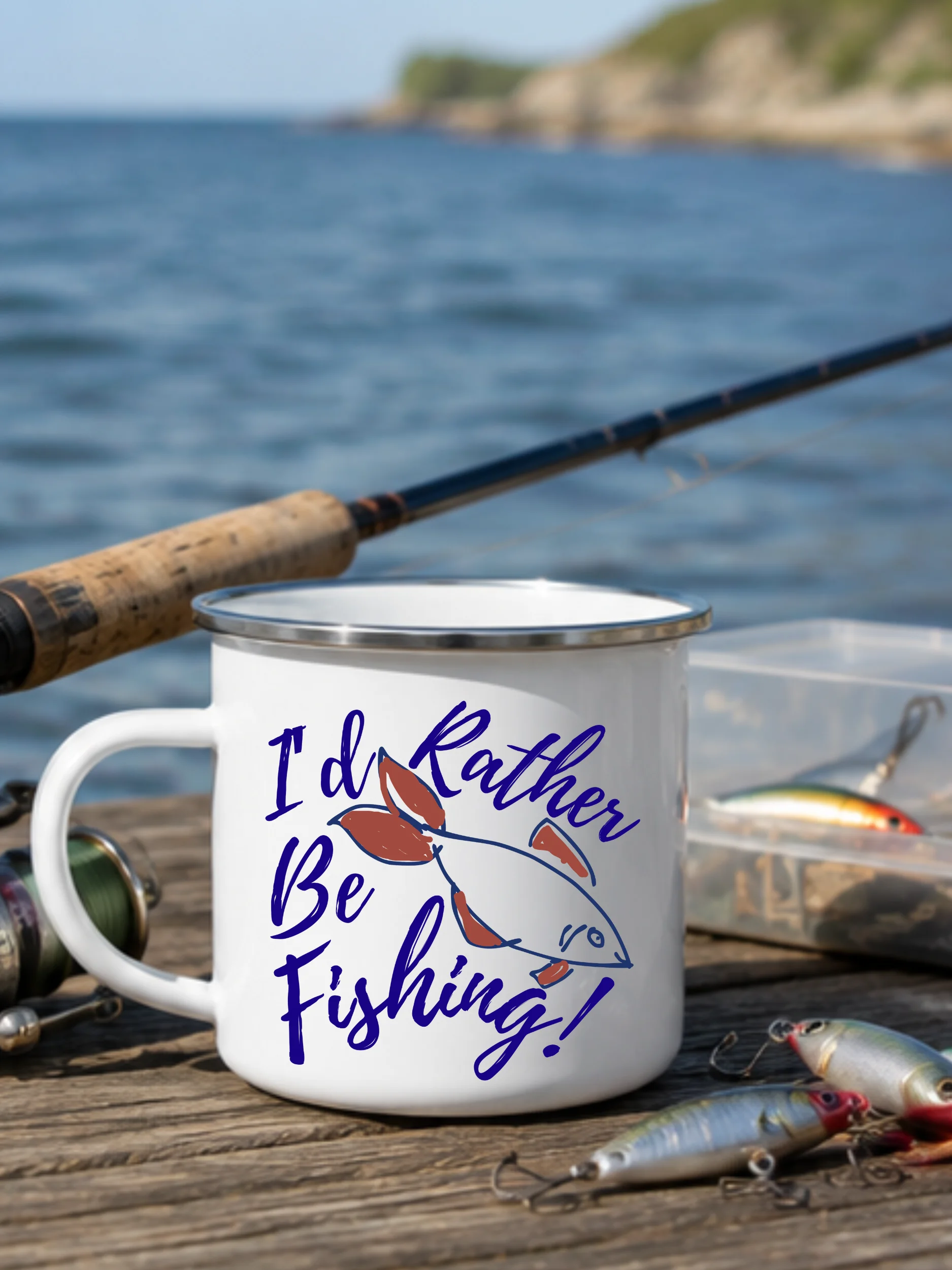 I'd Rather Be Fishing! Enamel Mug product image (1)