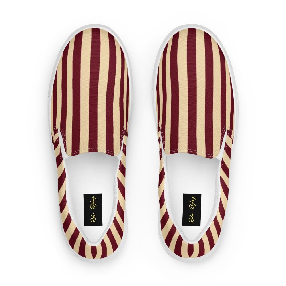 Crimson Cream Stripes Women's Slip-Ons product image (2)