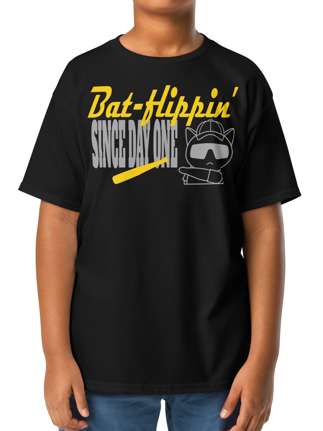 Baseball Cat (Bat-flippin' Since Day One) - Unisex Youth Heavyweight T-shirt product image (2)