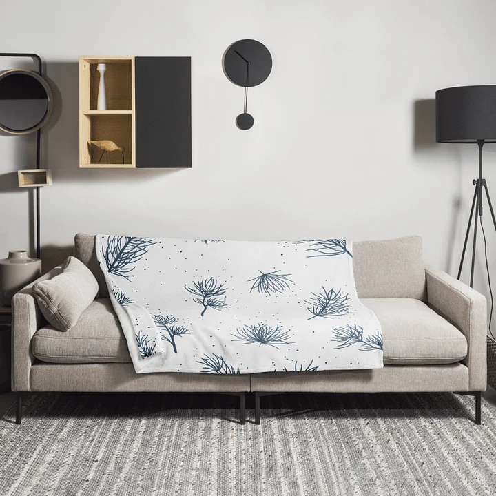 Blue Sprig Pattern Throw Blanket product image (2)