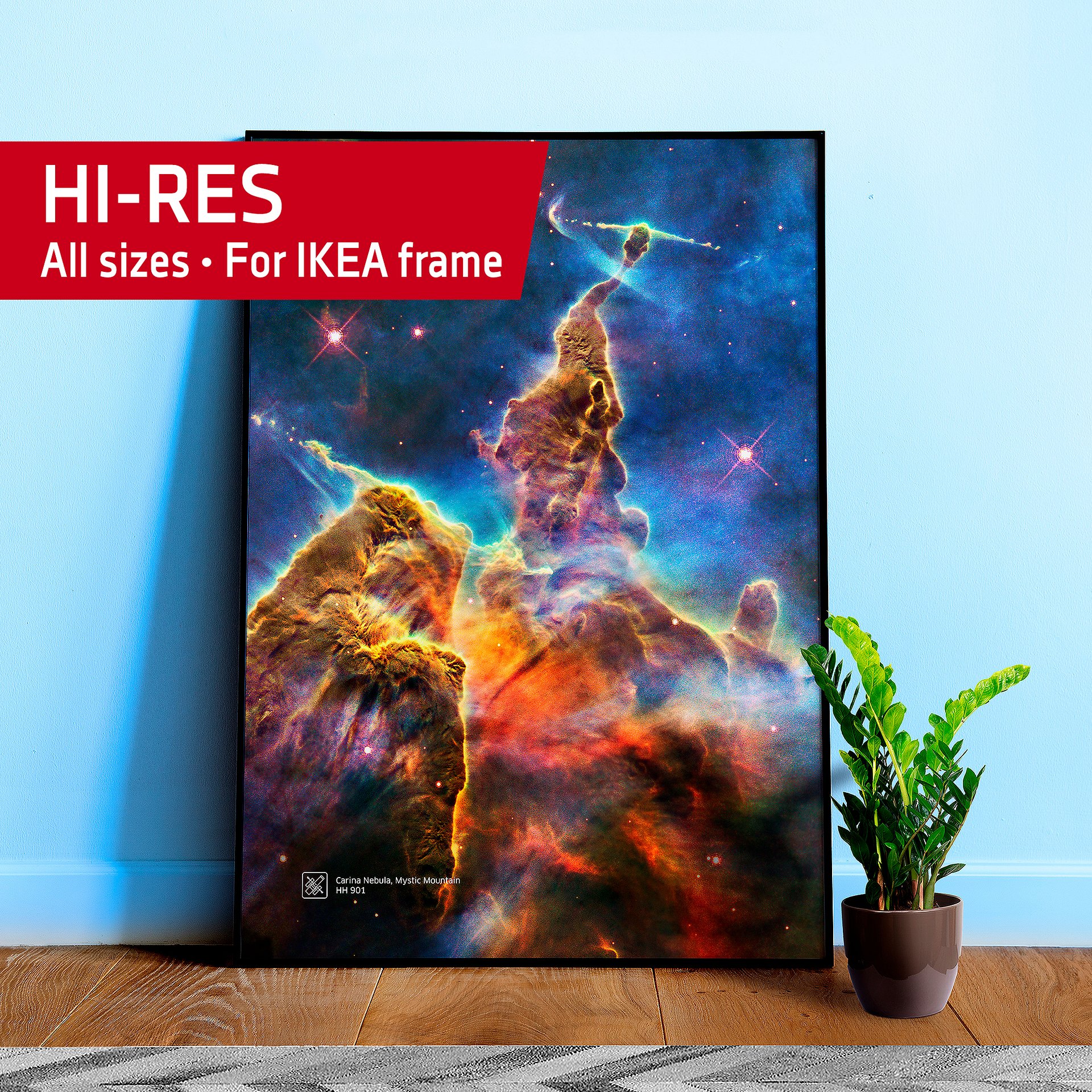 Carina Nebula, Mystic Mountain. HH 901, NASA Hubble Space Telescope — Hi-Res Space poster, science poster, space photo product image (1)
