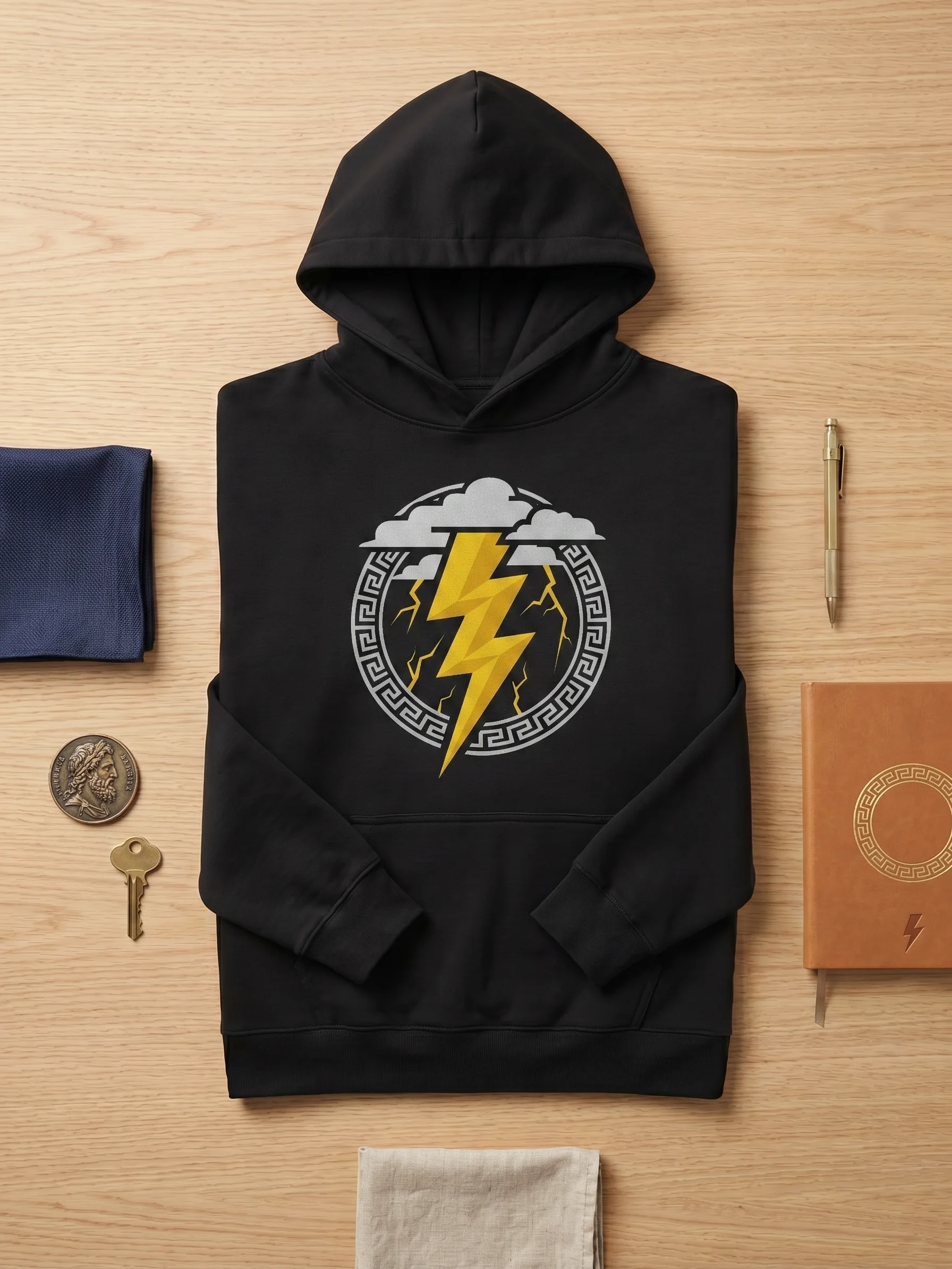 Zeus Lightning Oversized Hoodie – Greek Mythology Thunderbolt product image (1)