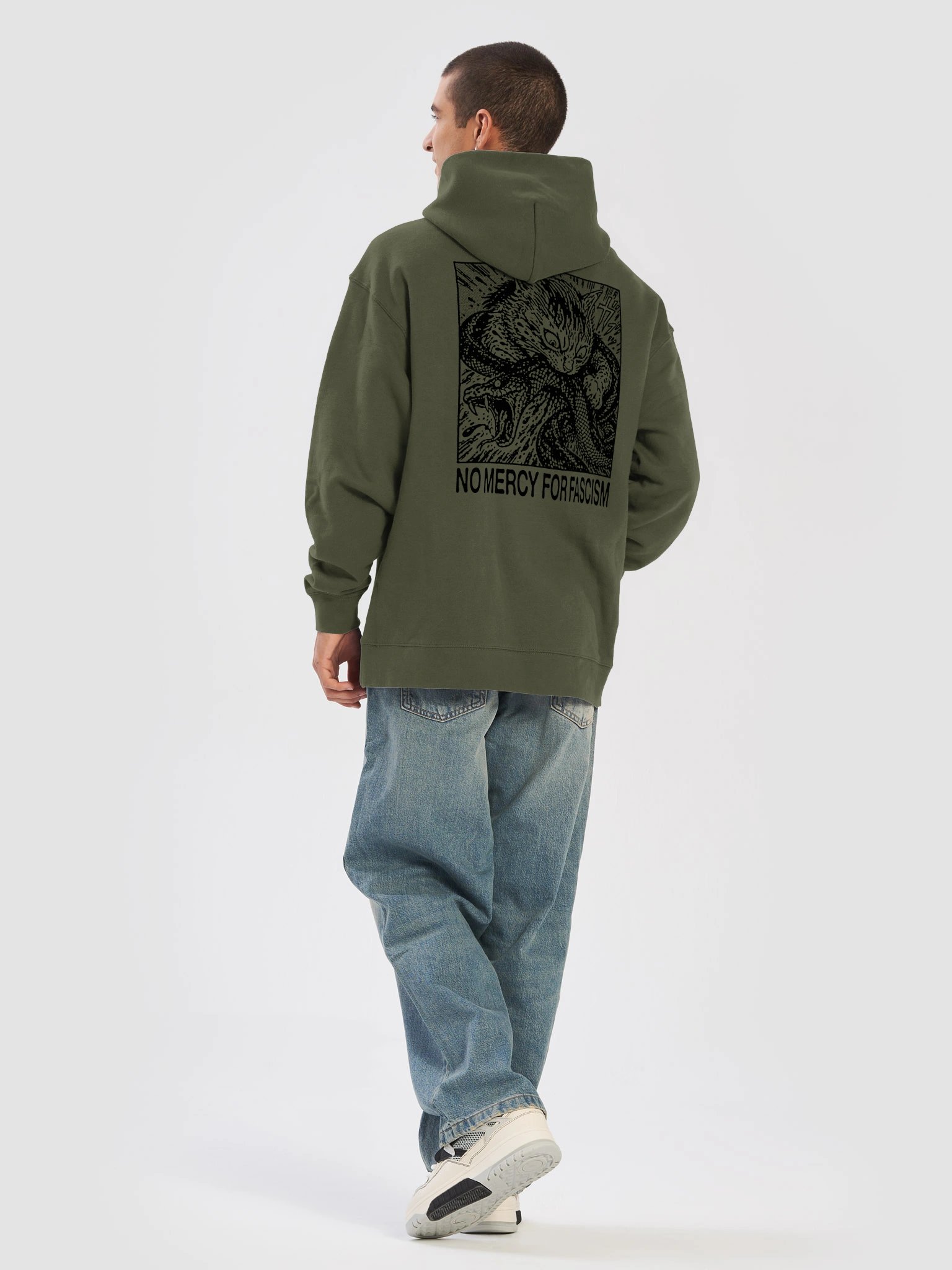 NO MERCY - Hoodie. white vers. back print product image (6)