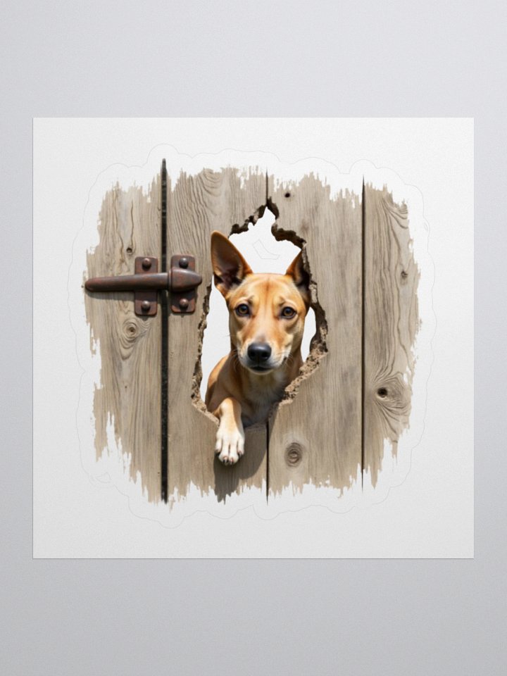 Rustic Wood Fence Peeking Potcake Sticker product image (1)