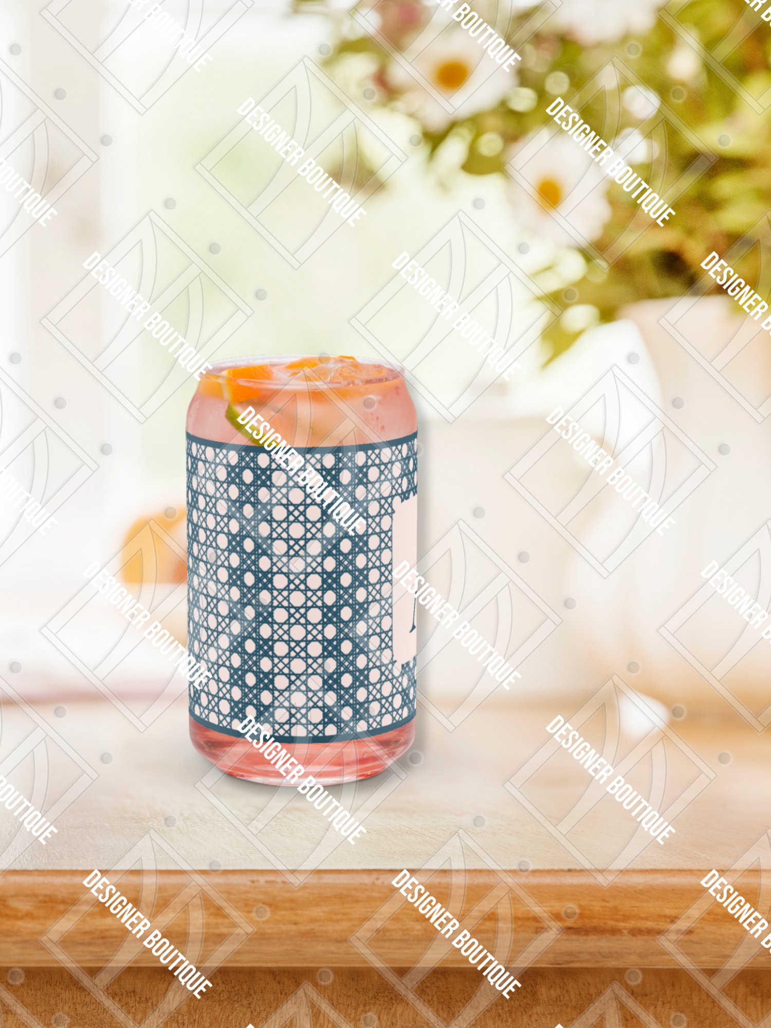 Le Rose Blue Monogram A Can-Shaped Glass product image (3)