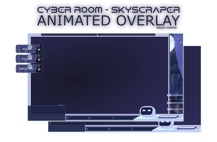 CYBER ROOM - SKYSCRAPER STREAM OVERLAY - PREMADE OVERLAY ANIMTED - NIGHT SKYSCRAPER STREAM OVERLAY - ROBOT STREAM OVERLAY product image (1)