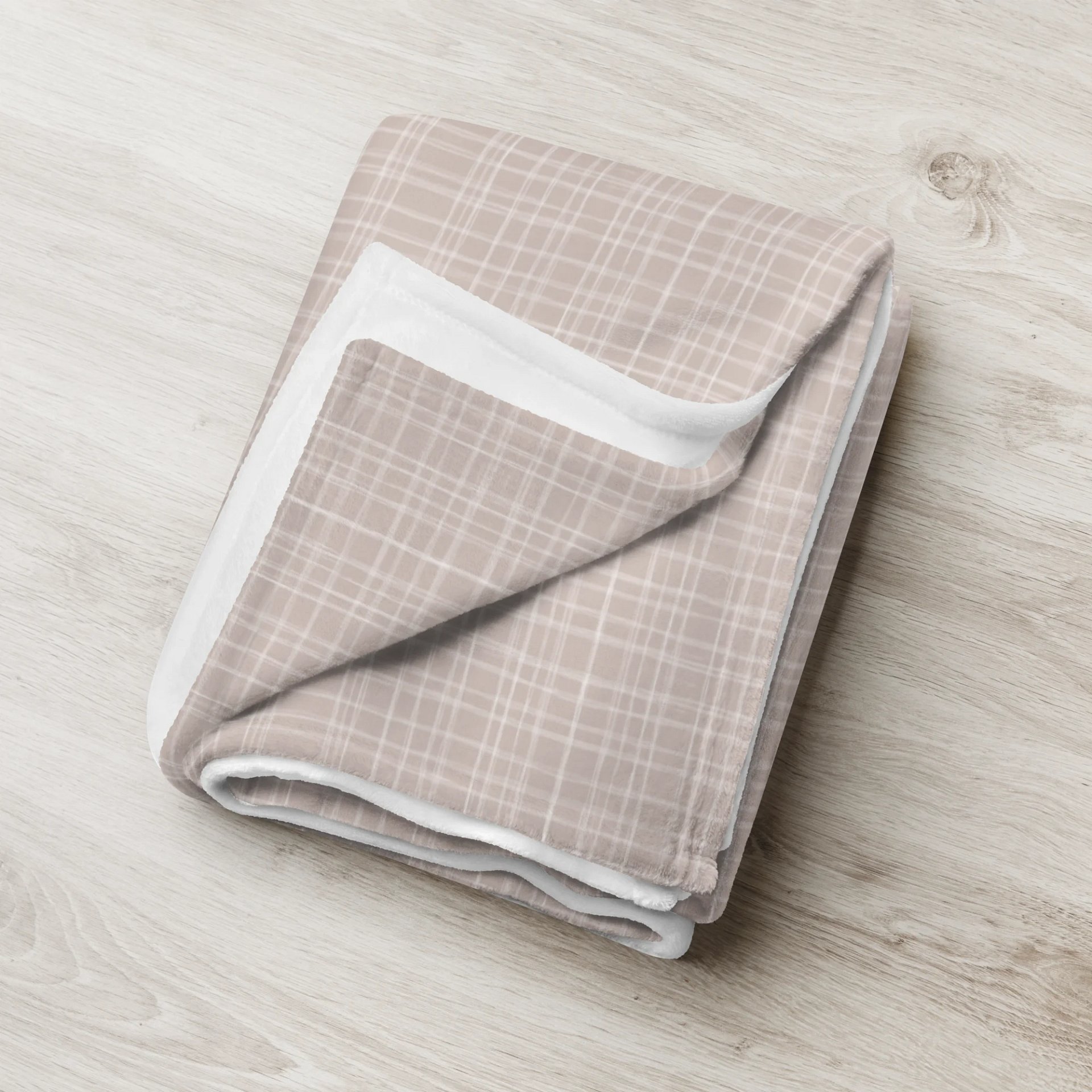 Warm Taupe + Muted Blush Plaid Throw Blanket product image (2)