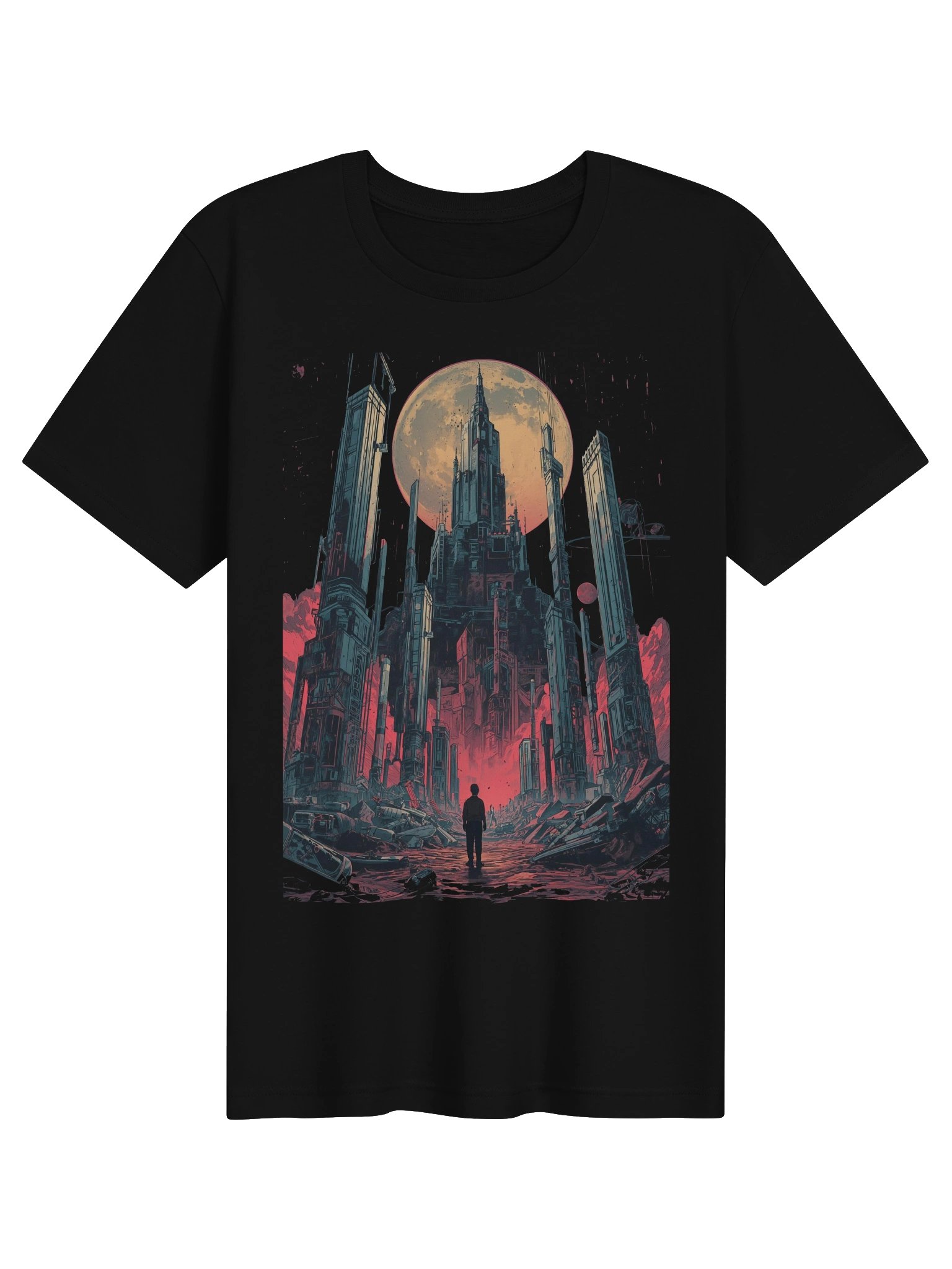 Moonlit Futuristic Ruins Lightweight T-Shirt product image (1)
