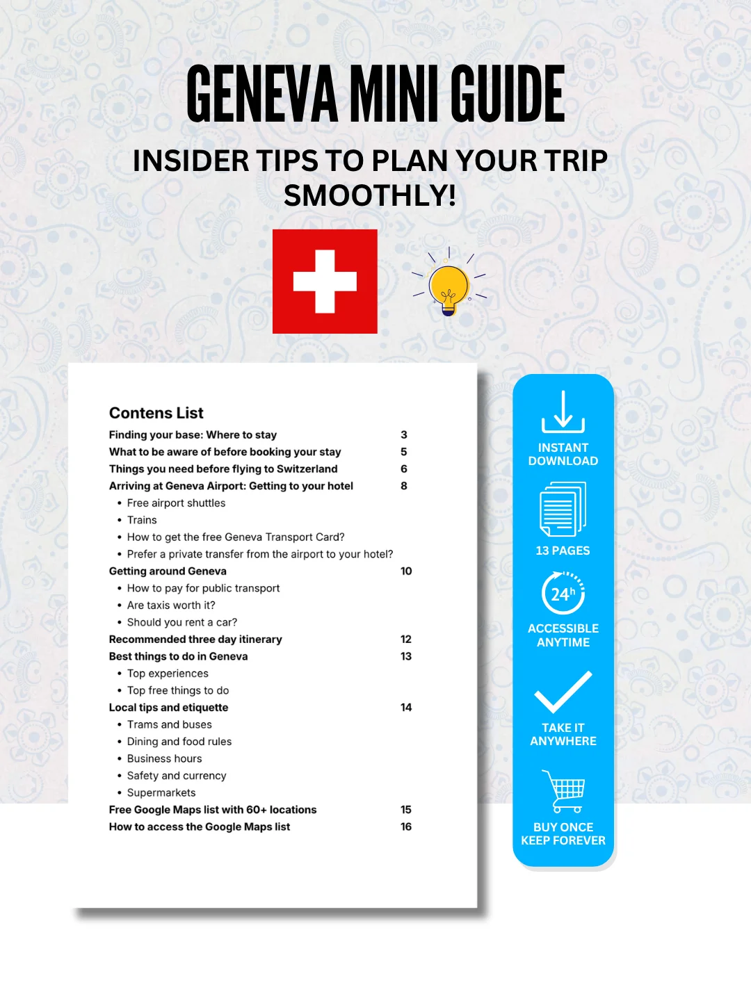 Geneva Mini Guide + FREE Google Maps List (60+ LOCATIONS) product image (2)