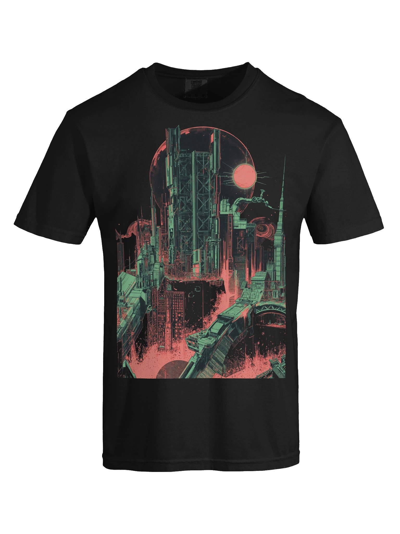 Neon Cyberpunk Cityscape Heavyweight T-Shirt product image (2)
