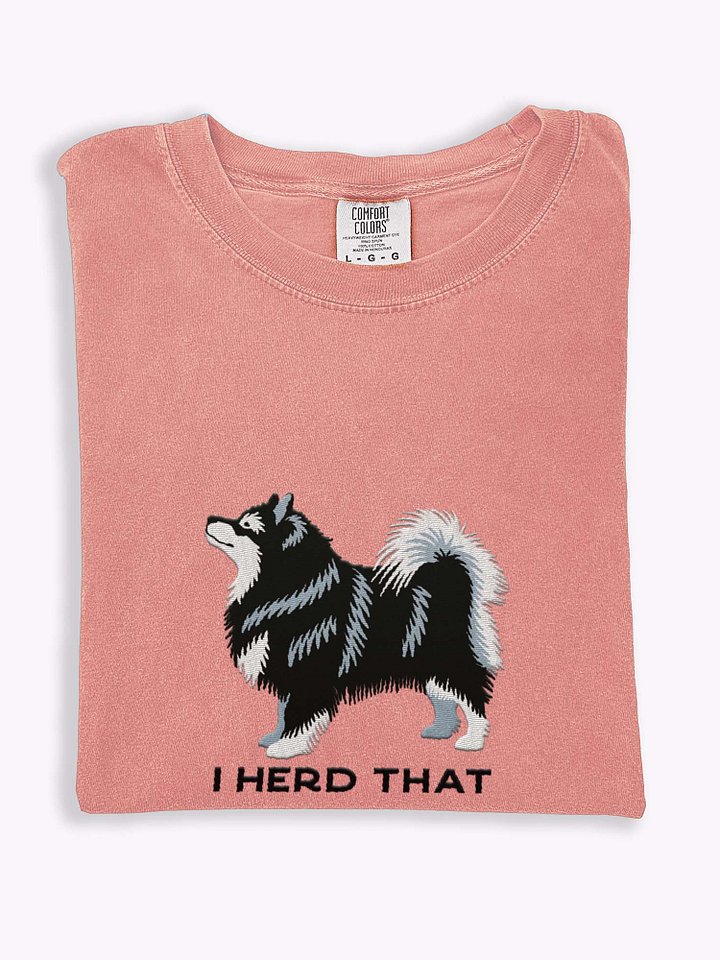 I Herd That T-Shirt(Embroidered) of a Finnish Lapphund(Black & White) product image (1)