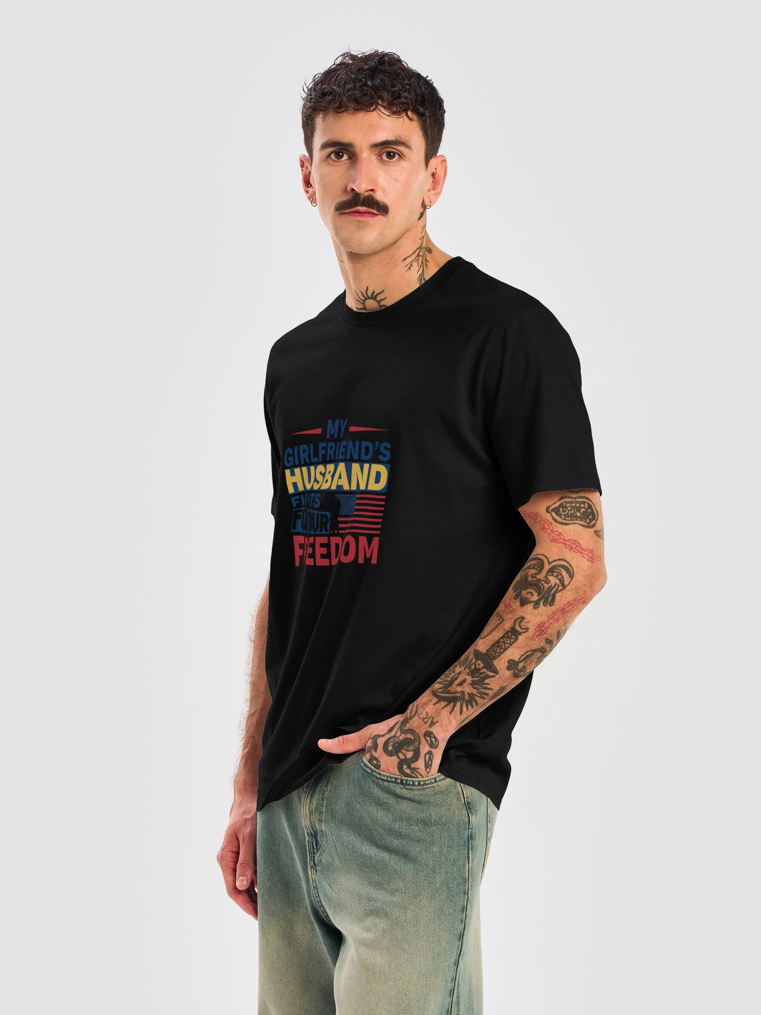 My Girlfriend's Husband Fights For Our Freedom Novelty T-Shirt product image (12)