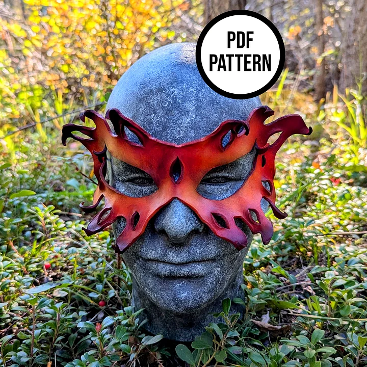 Flames Mask PDF Pattern for Leather product image (1)
