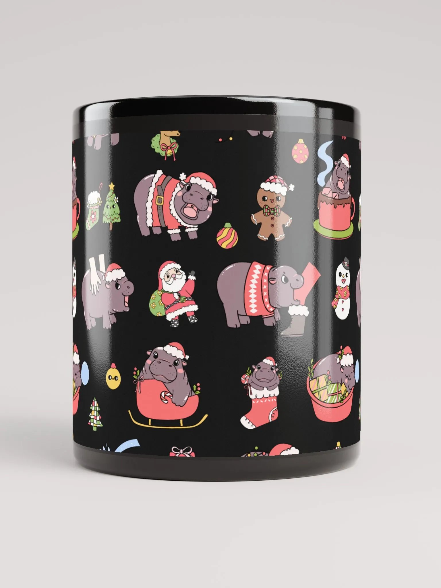 MOODENG'S CHRISTMAS BLACK GLOSSY MUG! product image (6)