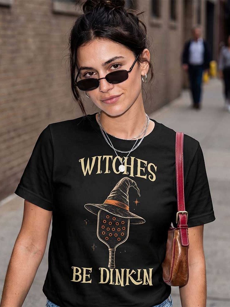 Witches Be Dinkin Halloween Pickleball Shirt | Witch Hat Paddle Tee product image (2)