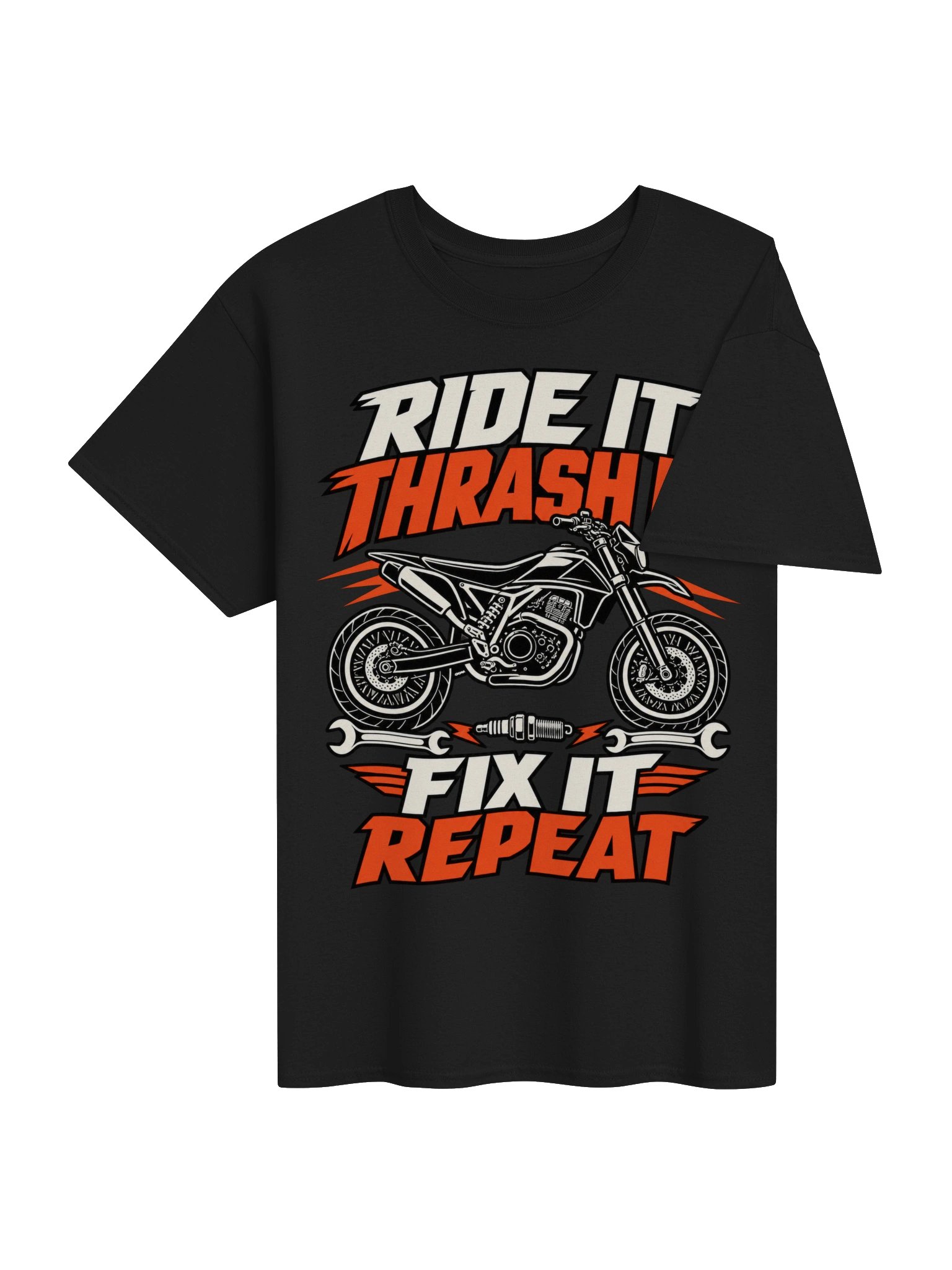 Ride It Thrash It Fix It Repeat Supermoto Motorcycle T-Shirt product image (4)