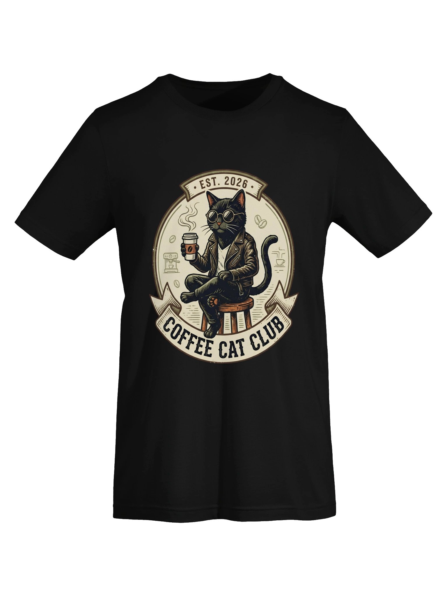 Coffee Cat Club T-Shirt - Vintage Black Cat EST. 2026 Graphic Tee product image (31)