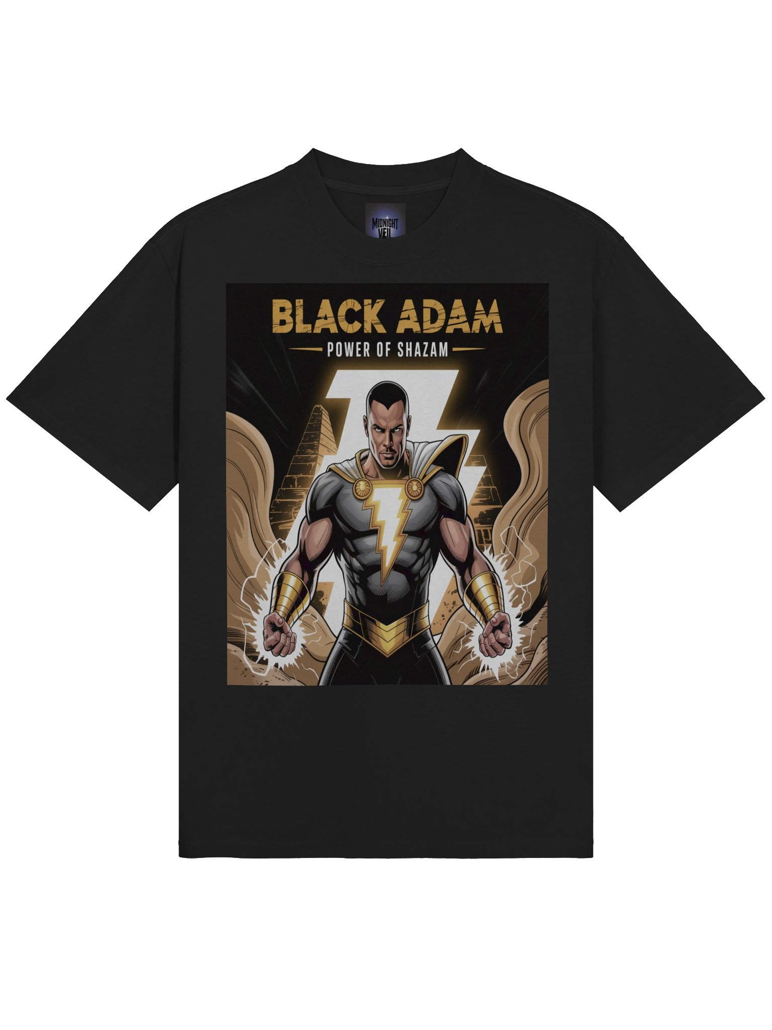 Black Adam Power of Shazam Oversized Faded T-Shirt – Kahndaq Thunder Veil product image (5)