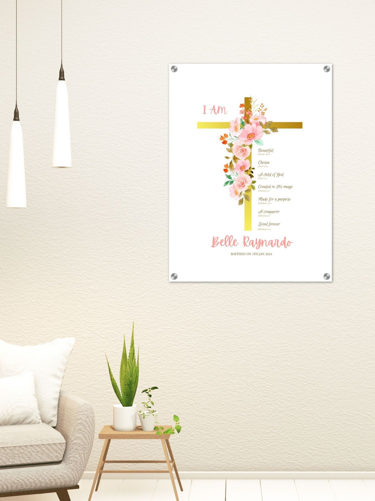 Pink Flowers On Crucifix Baptism Canva Template product image (8)