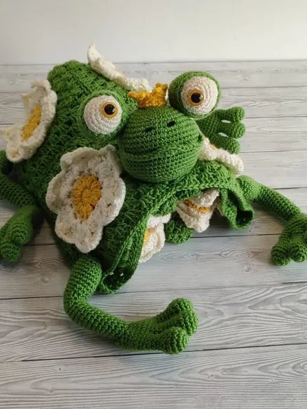 Crochet Frog Baby Blanket Pattern - 3in1 Folding Pram Toy PDF Pattern - Crafting Happiness product image (2)