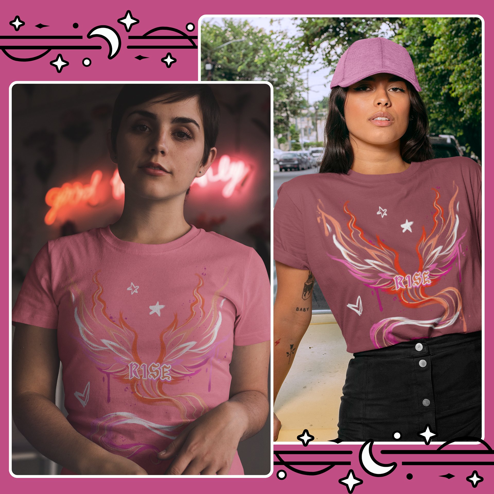 RISE Collection: Subtle Lesbian Pride Phoenix Tee product image (2)