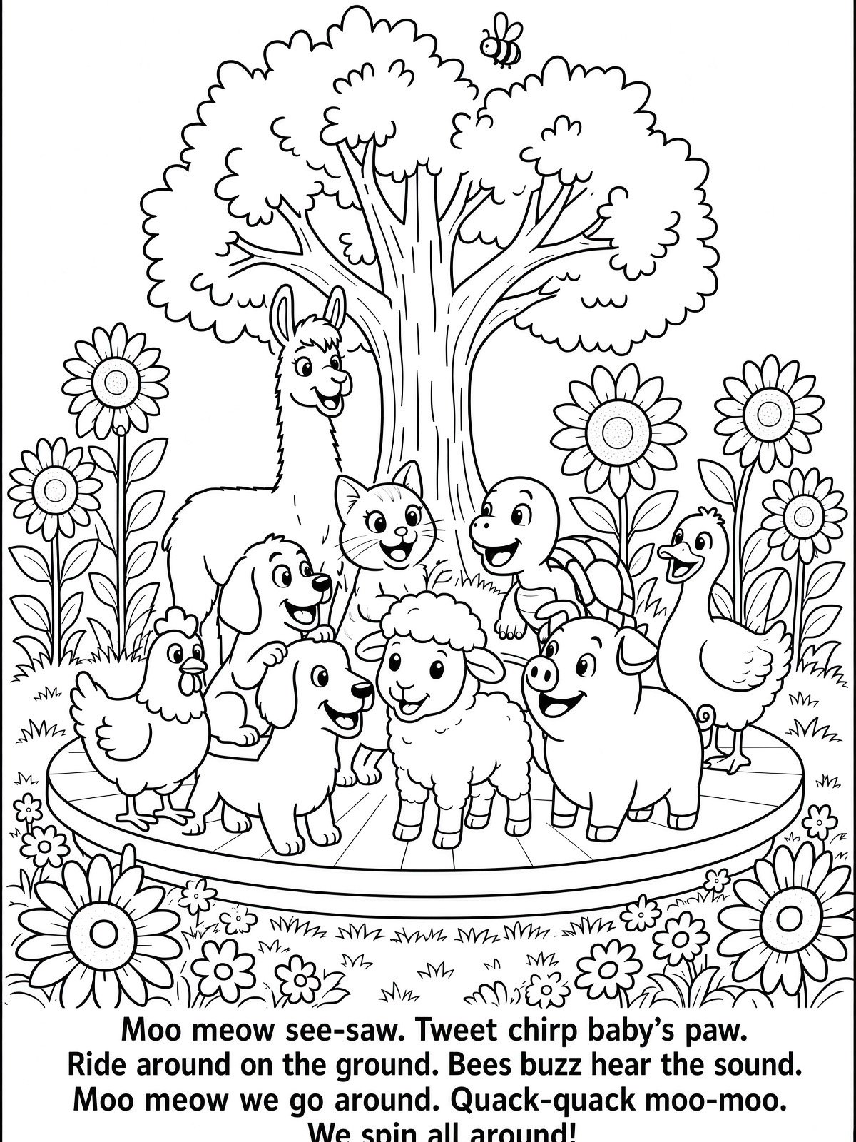 Sing A Rhyme Time 30 Page Farm Animal Cartoon Nursery Rhyme Coloring Page Bundle with Song Lyrics Printed on Each Page | Variety Pack for All Ages | Instant Digital Download | Printable PDF Format product image (12)
