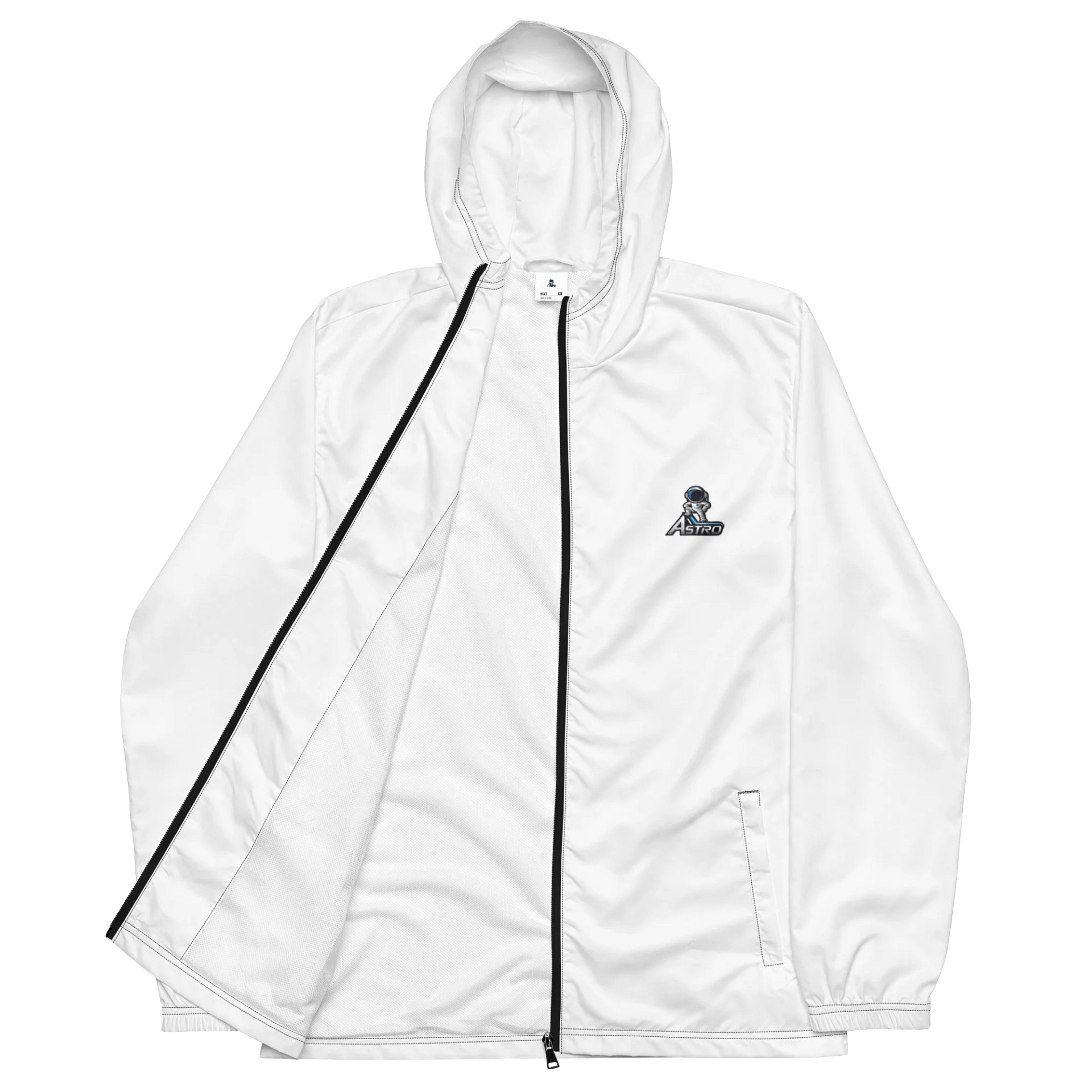 Astro All-Over Print Windbreaker - White, Cosmic Design, Lightweight & Water-Resistant product image (2)