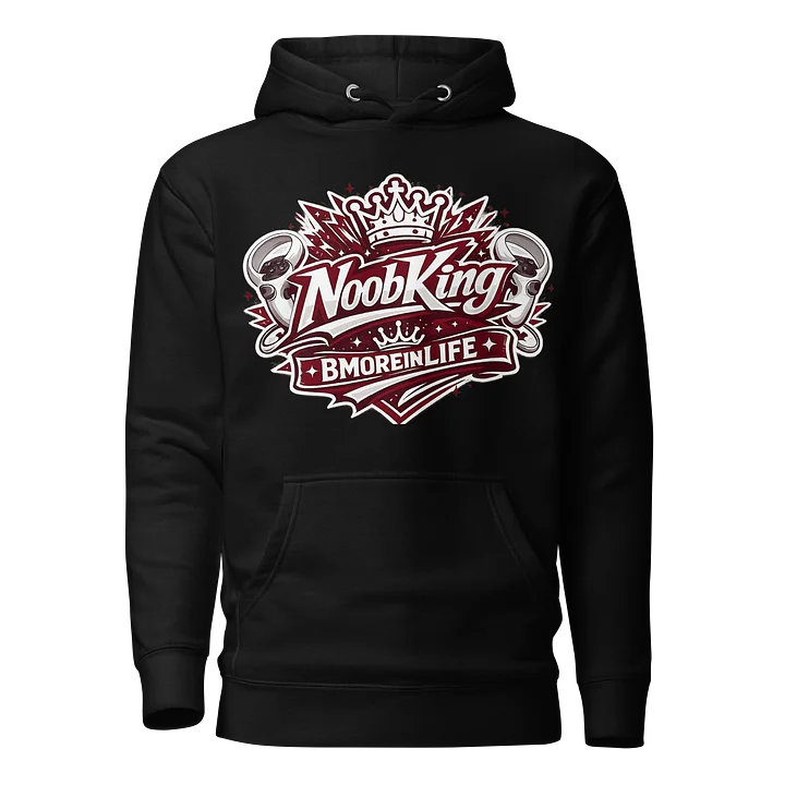 NoobKing x BmoreInLife Maroon & White Hoodie – Custom Gaming Edition product image (1)