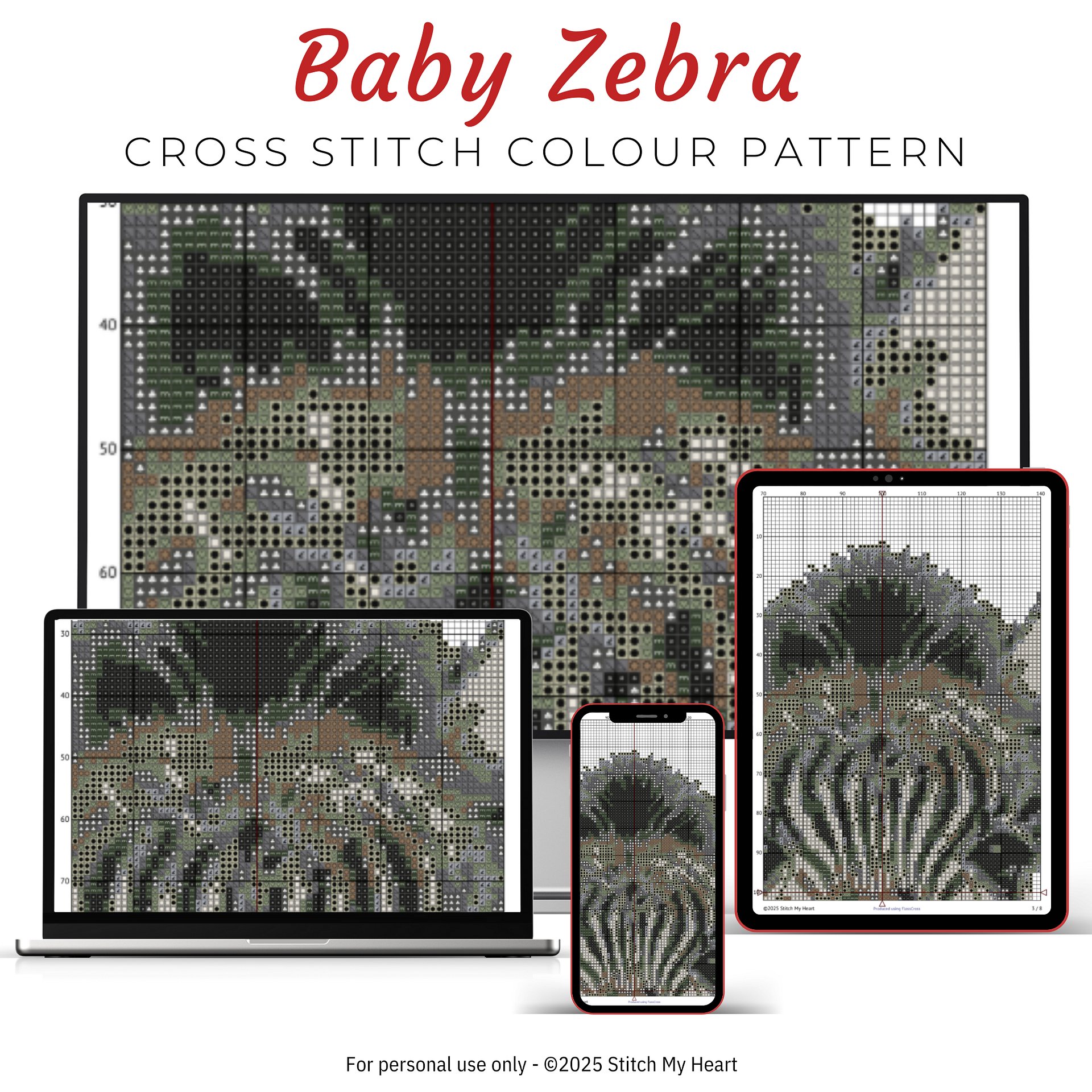 Baby Zebra Cross Stitch Pattern product image (3)