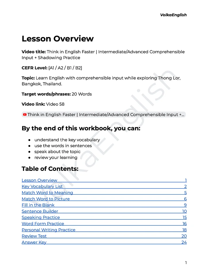 Think in English Faster | Intermediate/Advanced Comprehensible Input + Shadowing Practice - Video 58 Study Pack product image (2)
