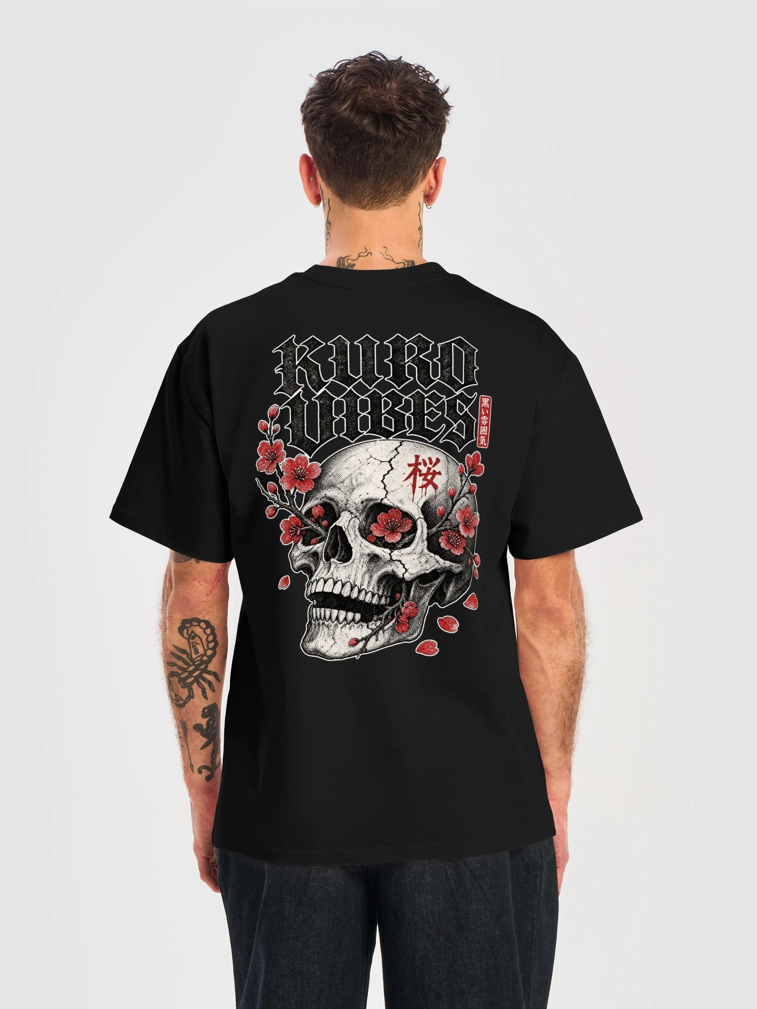 Sakura Skull – Gothic Skull Oversized Graphic T-Shirt | Japanese Streetwear product image (2)